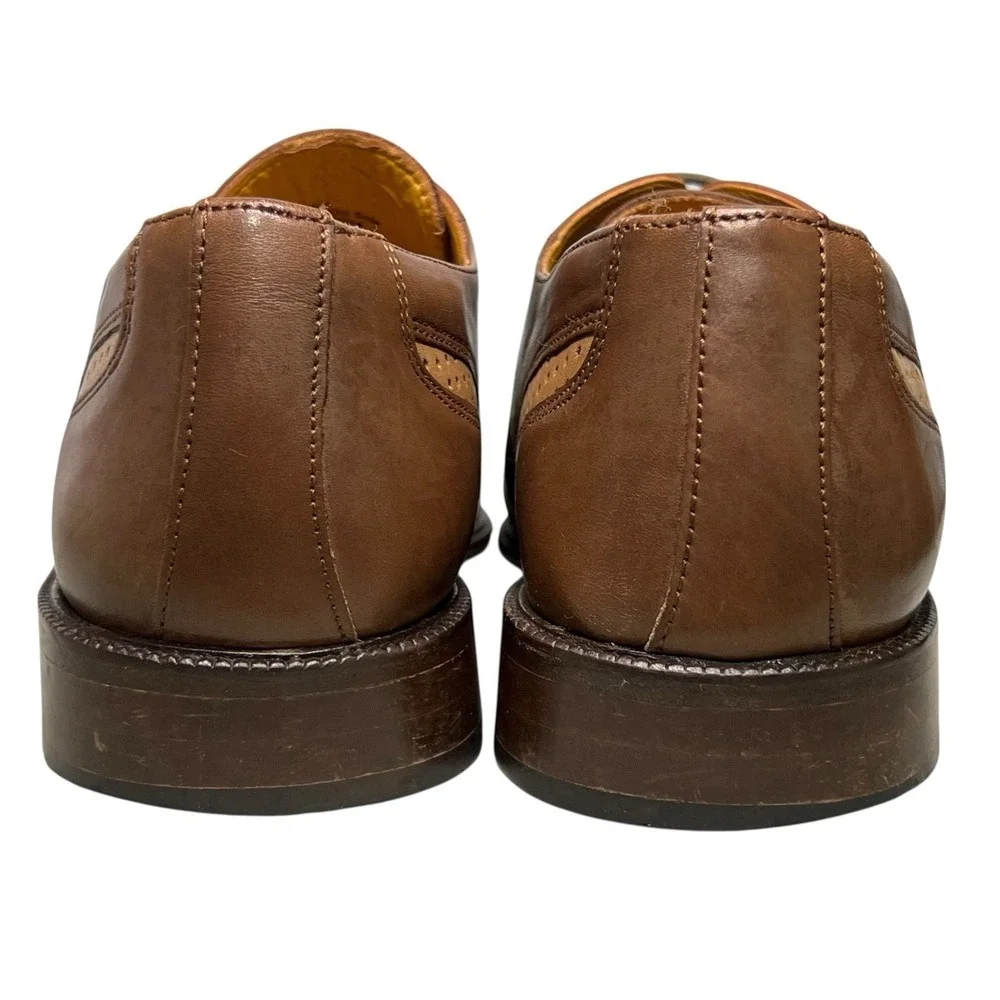 Stacy Adams Oxford Dress Shoes Mens 10M Brown Two Tone Leather Square Toe Brogue